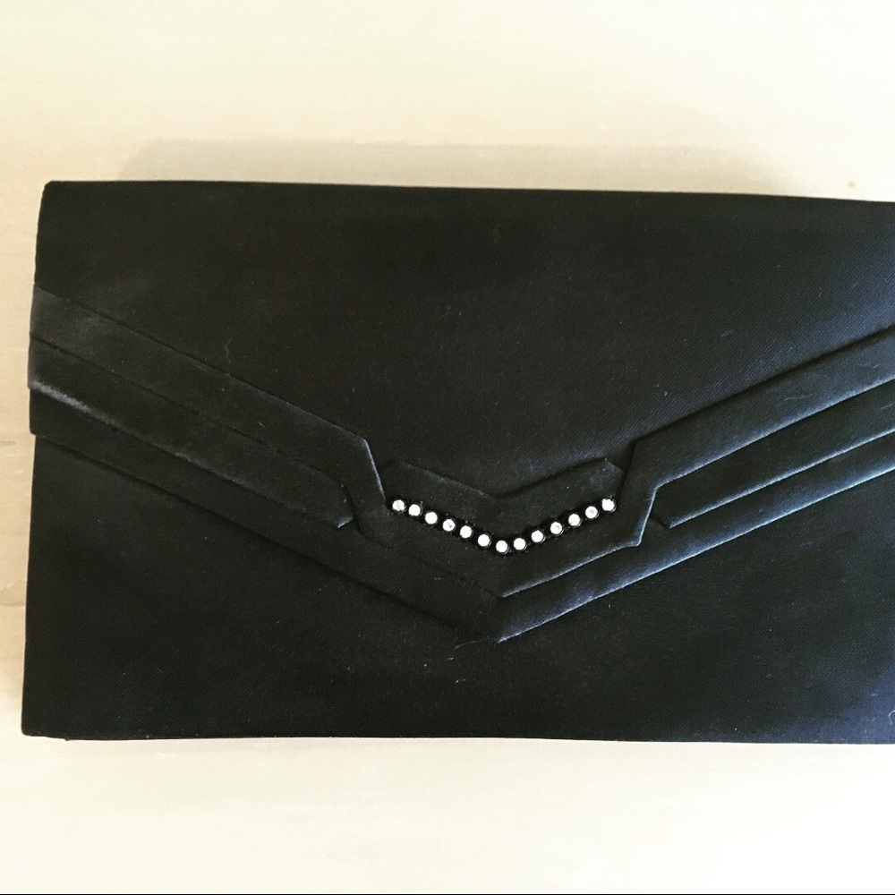 Glam black clutch rhinestone vintage Carla marchi